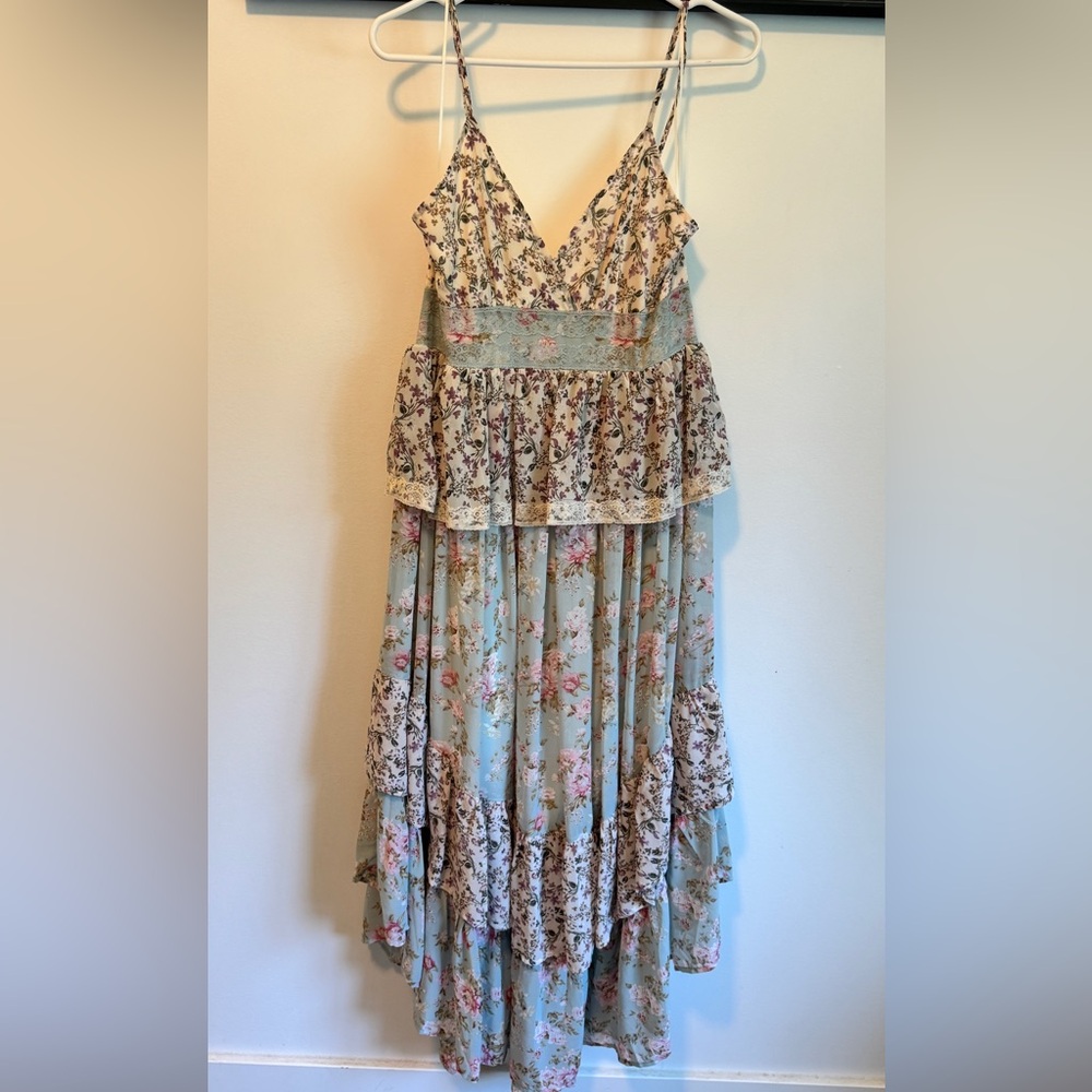 Vici Floral Maxi Dress - Blue and Pink